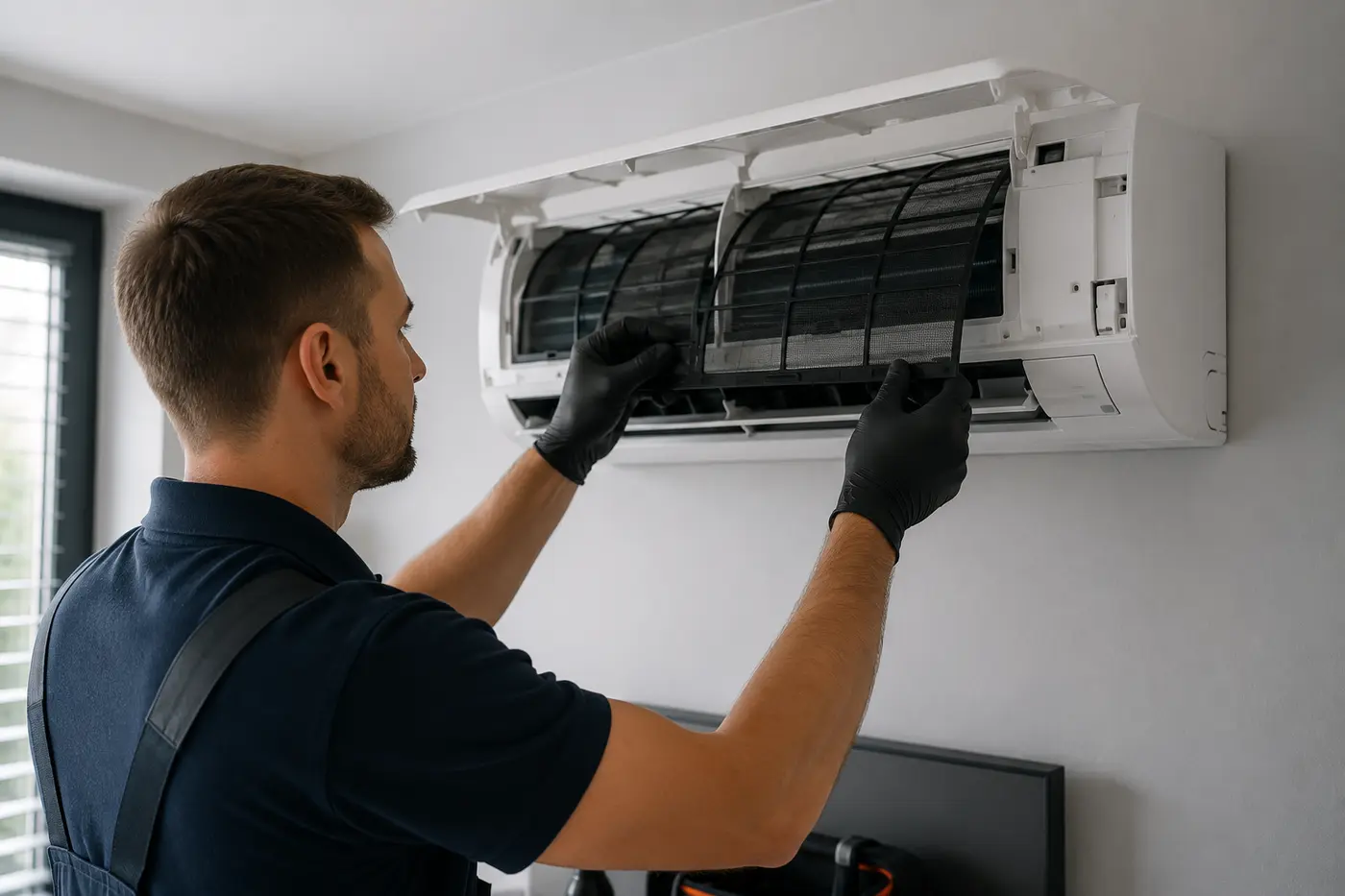Technik wykonujący serwis klimatyzacji w Radomsku